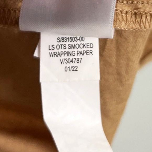 NWT Old Navy Fit & Flare Off the Shoulder Cotton Poplin Smocked Maxi Dress Tan - Picture 6 of 7